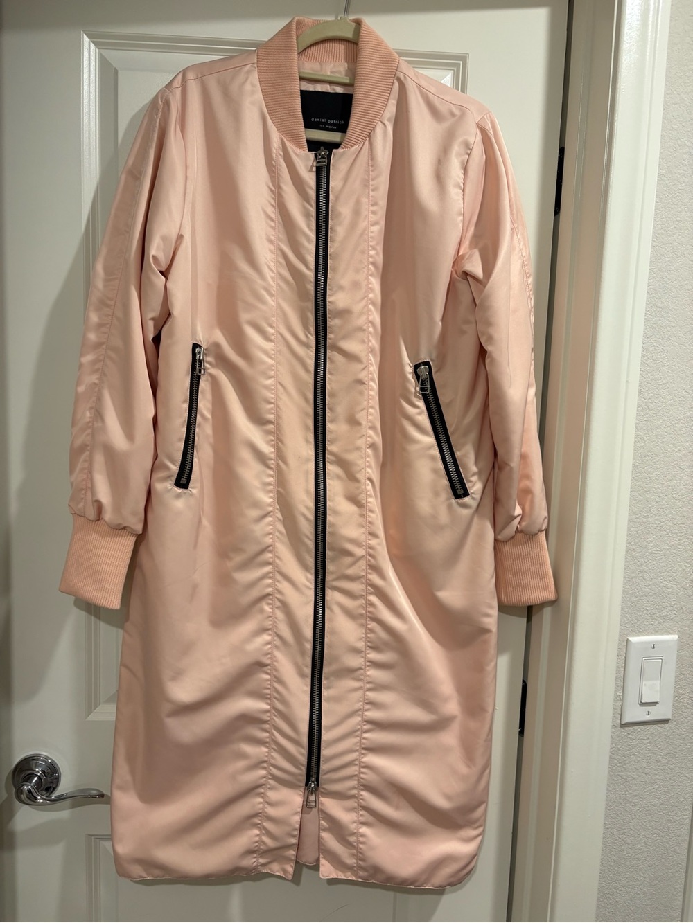 DANIEL PATRICK Tonal Heroine Long Bomber Jacket Dusty Rose Size M